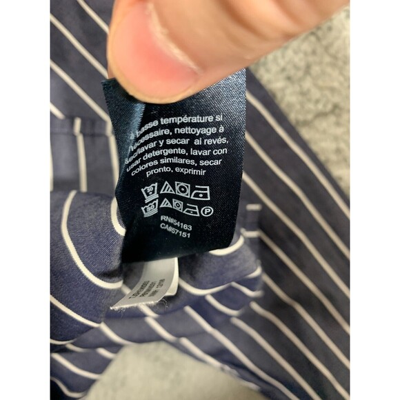 Tommy Hilfiger PM Blue & White Striped Deep V-Neck Half-Zip Long Sleeve Shirt - Picture 6 of 15